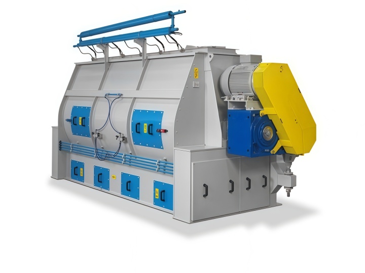 Single shaft horizontal feed paddle mixer