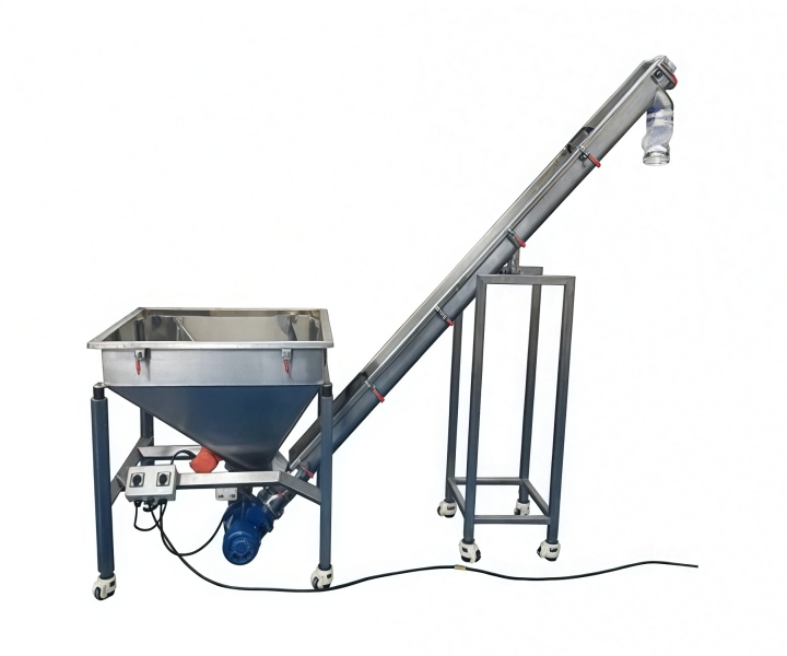 Liquid additive for screw conveyor mixer