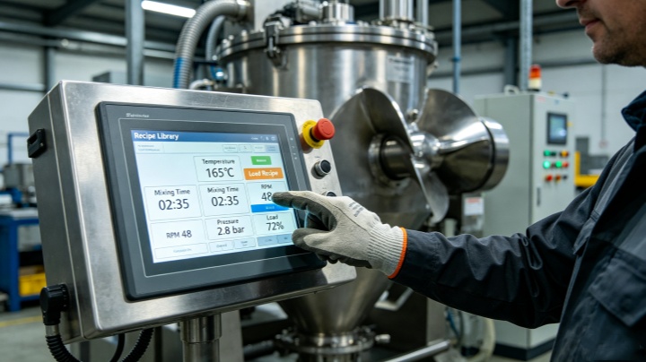 Touchscreen HMI for automated silicone rubber mixing process