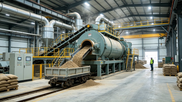 Industrial twin shaft paddle mixer for foundry sand preparation at Dahan mixing equipment manufacturing facility