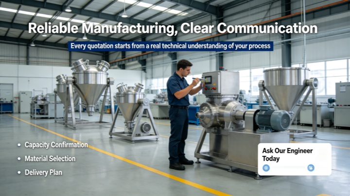 V-Type Powder Mixer factory direct engineering team providing customized mixing solution quote consultation service