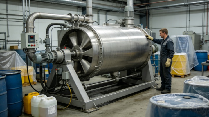 Horizontal ribbon blender used in food powder processing application
